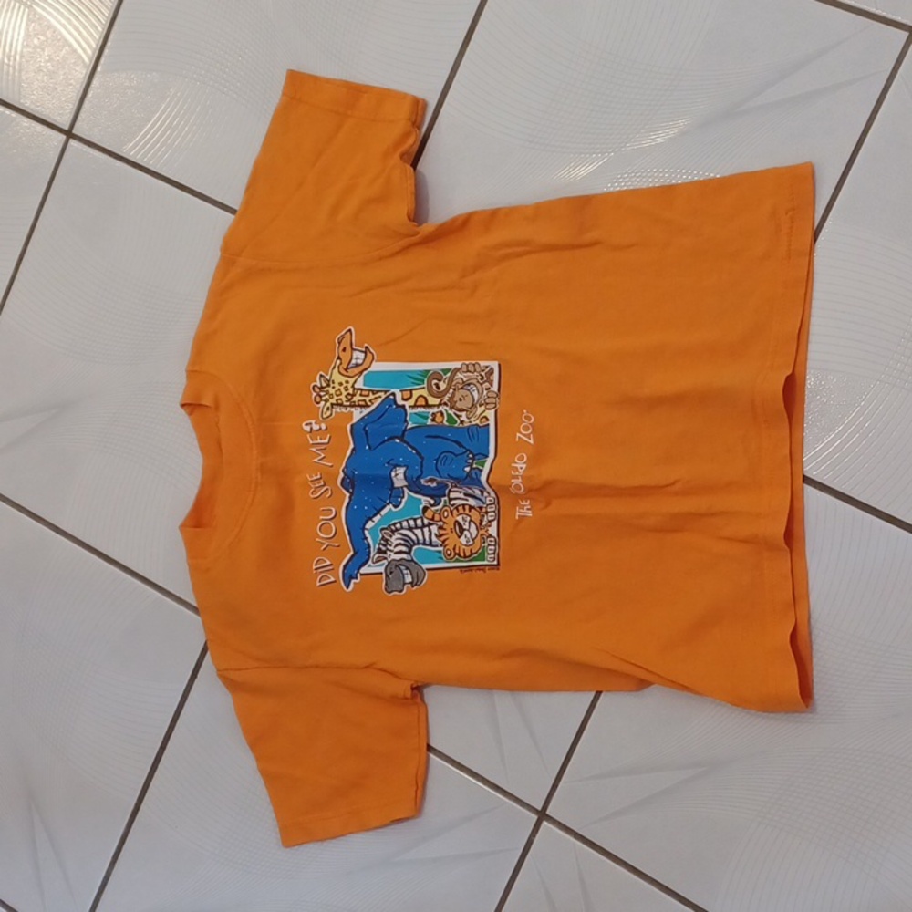 4/$30 Orange Zoo Animals Print Tee - Size 10-12 (Youth)